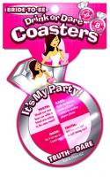 Its My Party Truth or Dare Pink Bachelorette Party Coasters Game